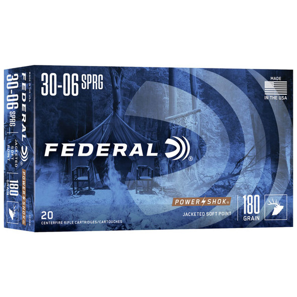 Federal Power-Shok Rifle Ammunition: 30-06 Springfield, 180 gr, JSP, 2700 fps, Model 3006B