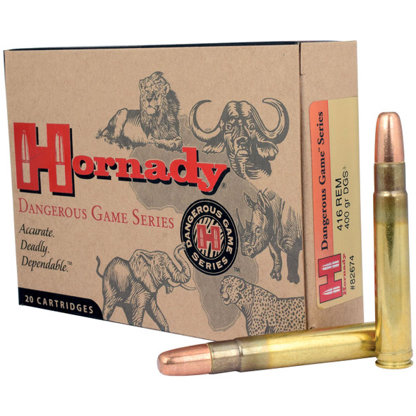 Hornady Dangerous Game Ammunition: 416 Rem Mag, 400 gr, DGS, 2400 fps, Model 82674