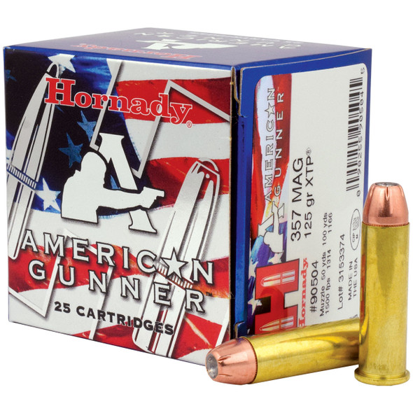 Hornady American Gunner  Ammunition: 357 Mag, 125 gr, XTP, 1500 fps, Model 90504