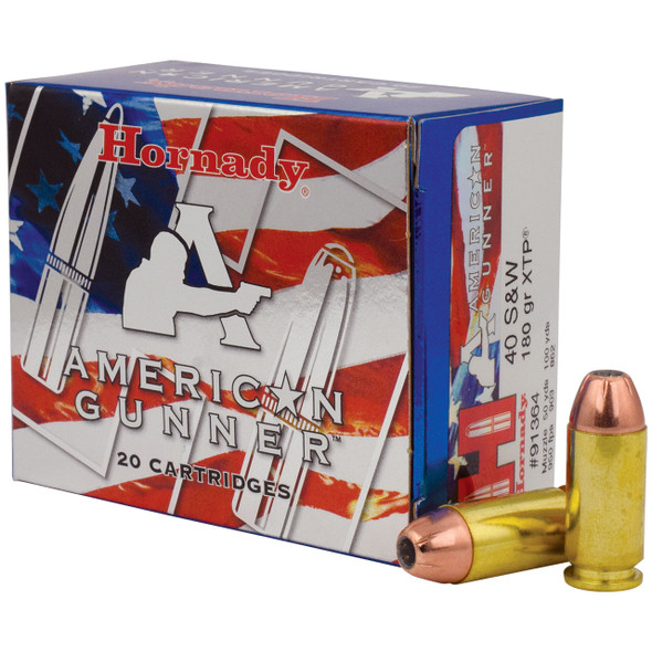 Hornady American Gunner Ammunition - 40 S&W, 180 gr, XTP, 950 fps, Model 91364