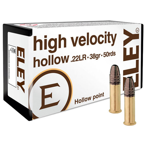 ELEY High Velocity Hollow 22 LR, 38 gr, Hollow Point Rimfire Ammunition