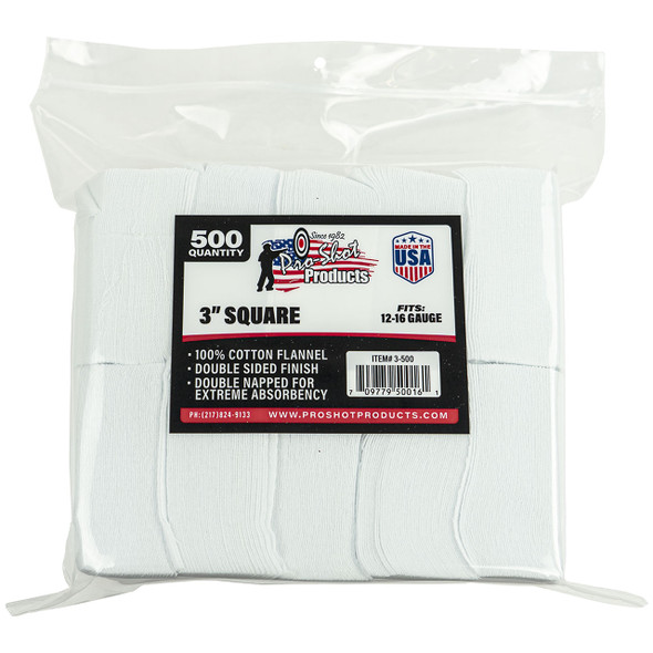 Pro-Shot Products Cleaning Patches: 12-16 Gauge, 3", Square, 500 Count