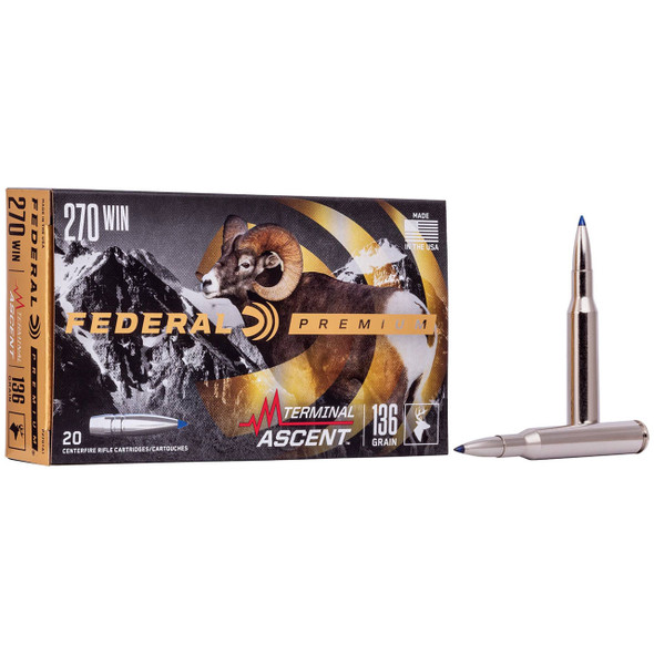 Federal Terminal Ascent Ammunition - 270 Win, 136 gr, TA, 3000 fps, Model P270TA1