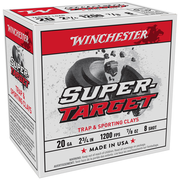 Winchester Super Target Ammunition - 20 Gauge, 2-3/4", #8, Lead, 7/8 oz, 1200 fps, Model TRGT208