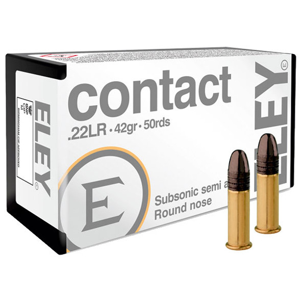ELEY contact 22 LR, 42 gr, Round Nose Subsonic Rimfire Ammunition