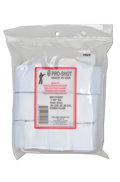 Pro-Shot Products Cleaning Patches 7mm-.38 Cal. / 6mm Benchrest 500CT.