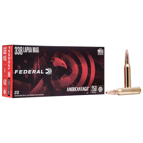 Federal American Eagle Rifle Ammunition: 338 Lapua Magnum, 250 gr, JSP, 2875 fps, Model AE338L