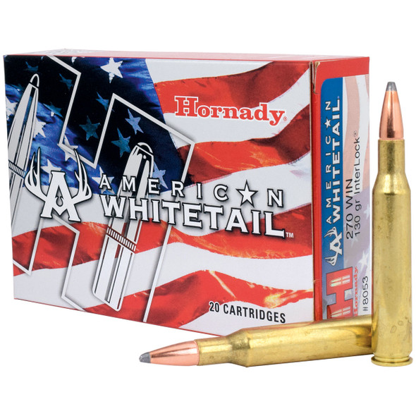 Hornady American Whitetail Ammunition - 270 Win, 130 gr, SP InterLock, 3060 fps, Model 8053