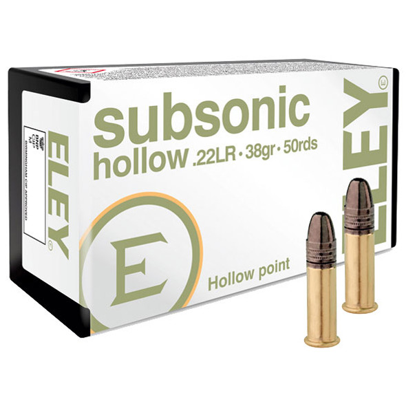 ELEY subsonic hollow 22 LR, 38 gr, Hollow Point Subsonic Rimfire Ammunition