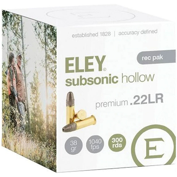 ELEY subsonic hollow 22 LR, 38 gr, Hollow Point Subsonic Rimfire Ammunition