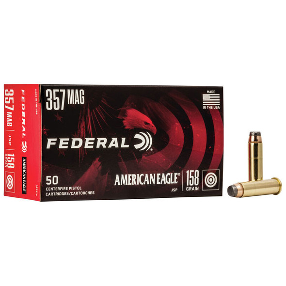 Federal American Eagle Handgun Ammunition - 357 Magnum, 158 gr, JSP, 1240 fps, Model AE357A