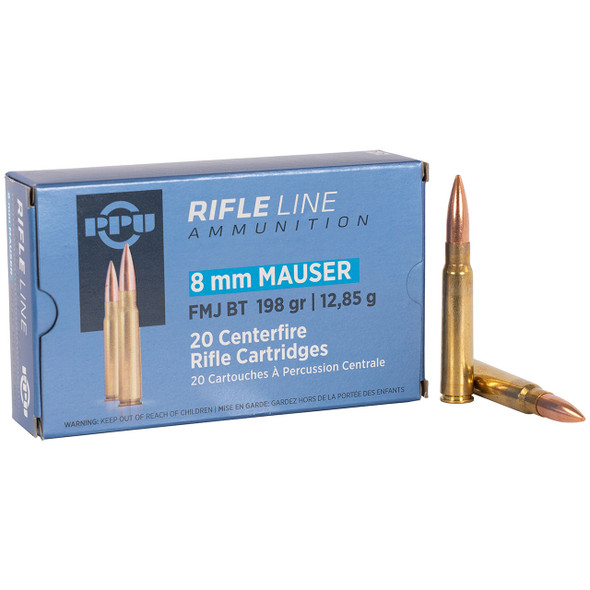 PPU (Prvi Partizan) Rifle Line Ammunition - 8mm Mauser, 198 gr, FMJ-BT, 2181 fps, Model PP8F