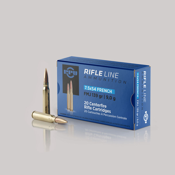 PPU Rifle Line Ammunition: 7.5x54 French, 139 gr, FMJ, 2600 fps, Qty: 20 | PP7F