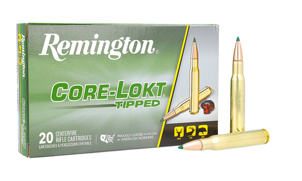 Remington Core-Lokt Tipped Ammunition: 30-06 Springfield, 150 Grain, Core-Lokt Tipped, 2930 fps, Qty: 20