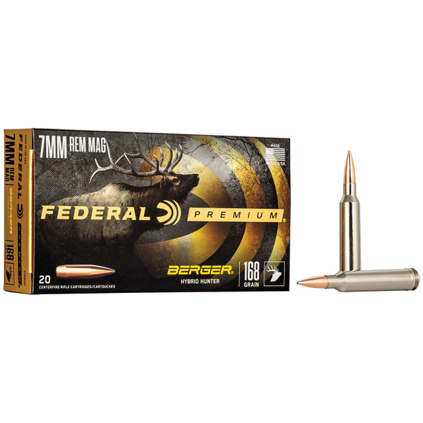 Federal Berger Hybrid Hunter Ammunition: 7mm Rem Mag, 168 gr, BH, 2870 fps, Model P7RBCH1