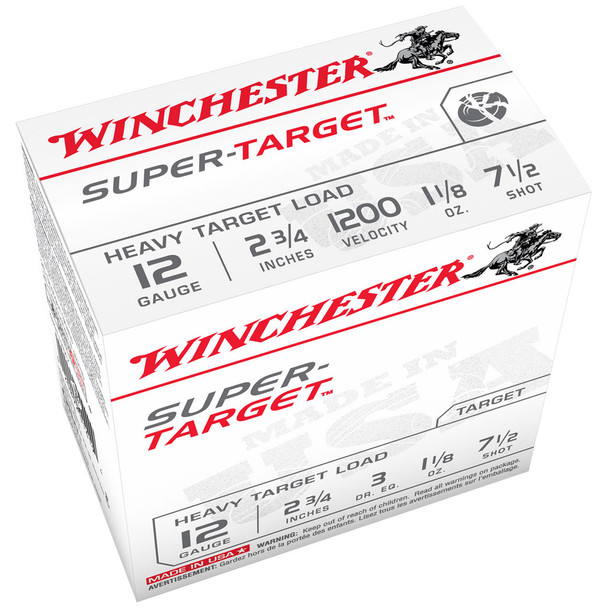 Winchester Super Target 12 Gauge, 2-3/4", #7.5, 1-1/8 oz Shotshell Ammunition