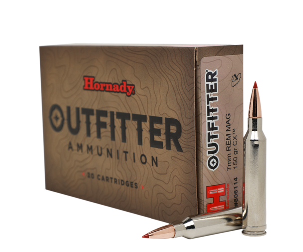 Hornady Outfitter Ammunition: 7mm Rem Mag, 150 Grain, CX, 3000 fps