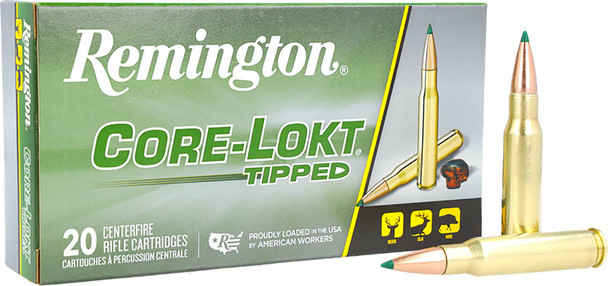 Remington Core-Lokt Tipped Ammunition: 308 Win, 165 Grain, Core-Lokt Tipped, 2700 fps, Qty: 20