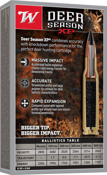 Winchester Deer Season XP Ammunition: 6.5 Creedmoor, 125 Grain, Extreme Point, 2850 fps