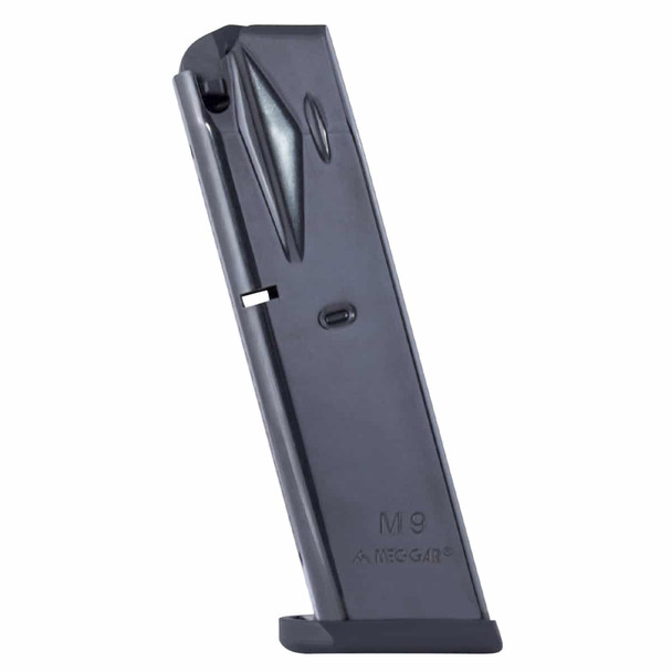 Mec-Gar Magazine for Beretta 92FS, 92G, 92X / M9: 9mm, 10 Rounds, Blued, Polymer Floorplate