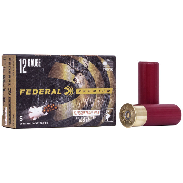Federal Vital-Shok Buckshot with FLITECONTROL Wad Ammunition: 12 Gauge, 2-3/4", 00 Buck, Lead, 1325 fps, Model PFC154 00