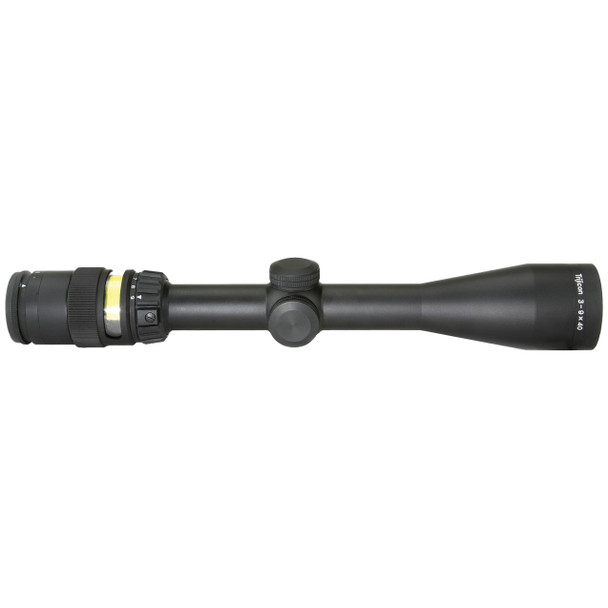 Trijicon AccuPoint 3-9x40 SFP Riflescope - MIL-Dot Crosshair w/ Amber Dot, Tritium / Fiber Optics Illuminated