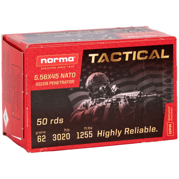 Norma SS109 Penetrator Ammunition: 5.56x45mm, 62 gr, FMJ, 3020 fps, Model SS109