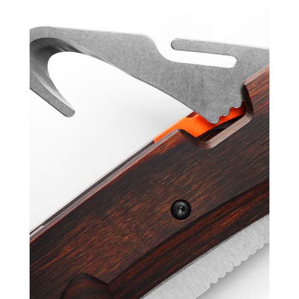 Benchmade 15062 Grizzly Creek Knife, Stabilized Wood, Orange Accents