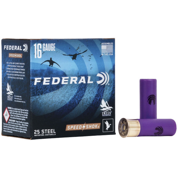 Federal Speed-Shok Ammunition - 16 Gauge, 2-3/4", #2, Steel, 15/16 oz, 1350 fps, Model WFC168 2