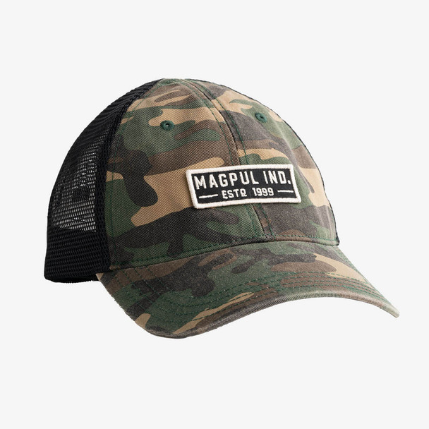 Magpul Established Garment Washed Trucker Hat - Woodland Camo