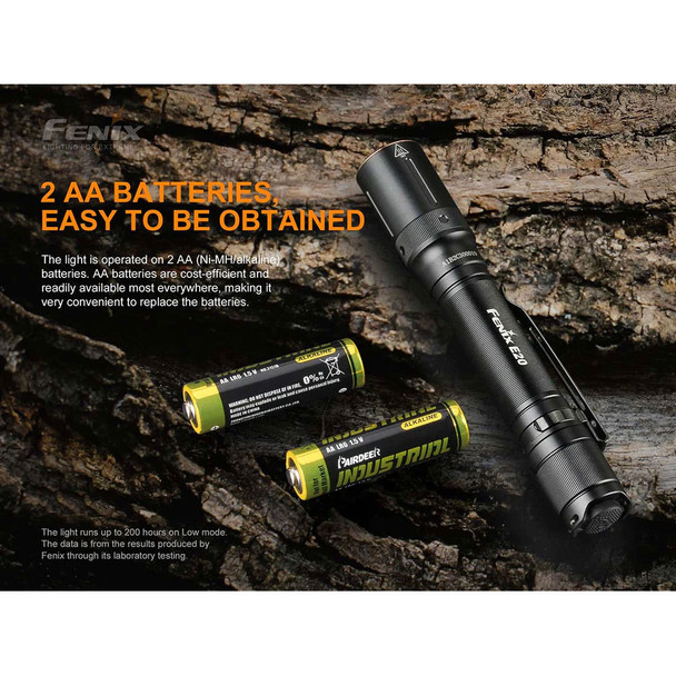 Fenix E20 V2.0 AA Flashlight - 350 Lumens