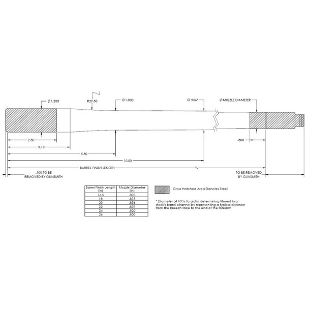 Proof Research Bolt-Action Carbon Fiber Barrel Blank: 264 Cal, 20" Barrel, Model 105290