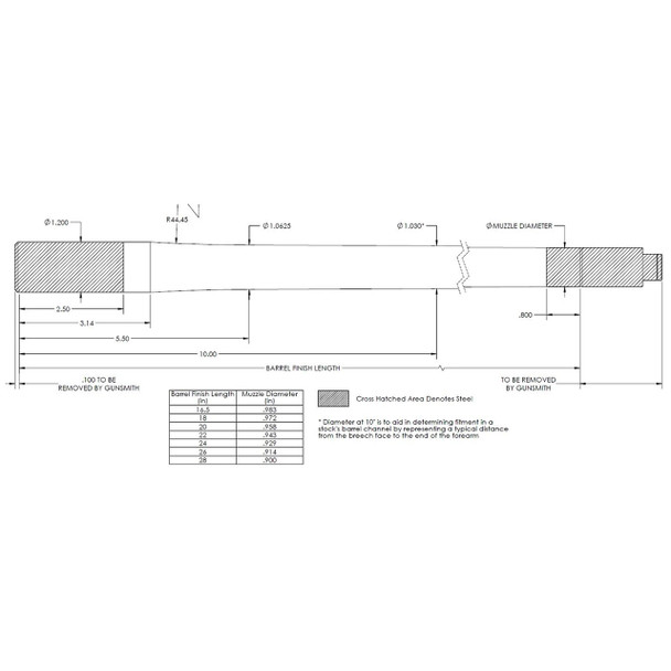 Proof Research Bolt-Action Carbon Fiber Barrel Blank: 284 Cal, 20" Barrel, Model 136683
