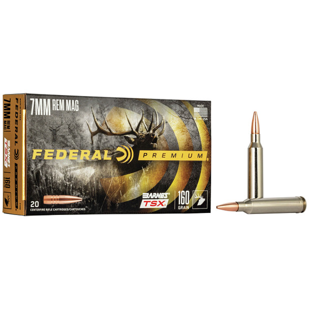 Federal Barnes TSX Ammunition: 7mm Rem Mag, 160 gr, TSX, 2940 fps, Model P7RN