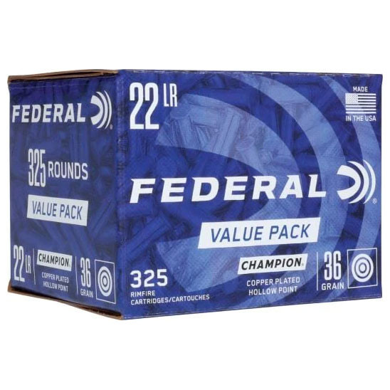 Federal Champion Training Rimfire Ammunition: 22 LR, 36 gr, CPHP, 1260 fps, Model 725
