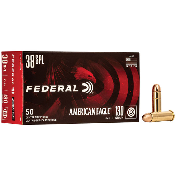 Federal American Eagle Handgun Ammunition - 38 Special, 130 gr, FMJ, 890 fps, Model AE38K