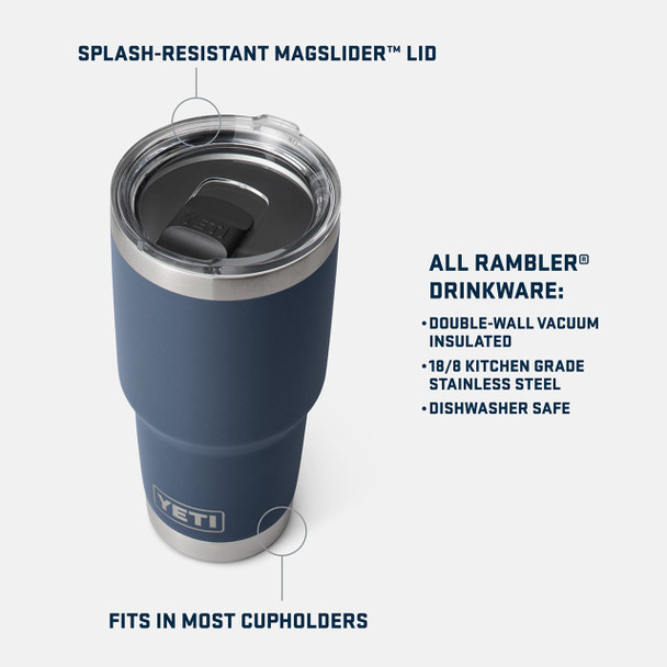 YETI Rambler Tumbler with Magslider Lid, 887 mL: Wild Vine Red