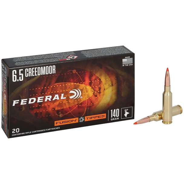 Federal Fusion Tipped Ammunition: 6.5 Creedmoor, 140 gr, Tipped Fusion, 2715 fps, Model F65CRDTFS1