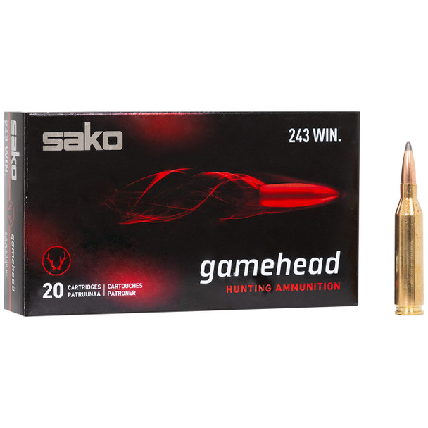 Sako Gamehead Ammunition: 243 Win, 100 gr, Soft Point, 2969 fps, Model C615113ESA10