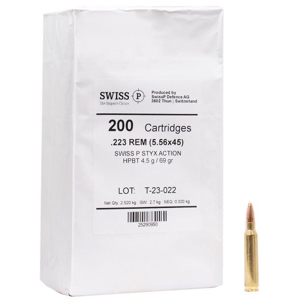 SWISS P Sniper's Choice Styx Action Ammunition: 223 Rem, 69 gr, JHP, 895 m/s, Model 25444315