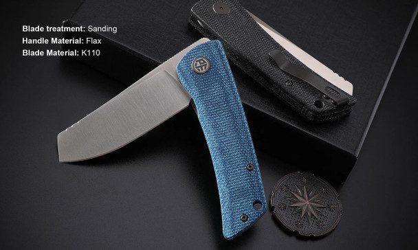 Petrified Fish Flavorist Knife: Blue Micarta, Cleaver, Model PFE05BMP-K110