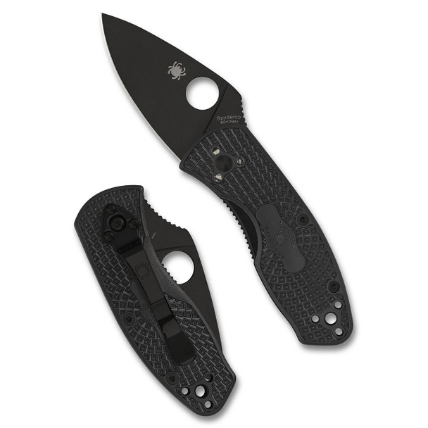 Spyderco Ambitious Lightweight Knife: Black FRN, Drop-Point, Plain Edge, Black Oxide, Model C148PBBK