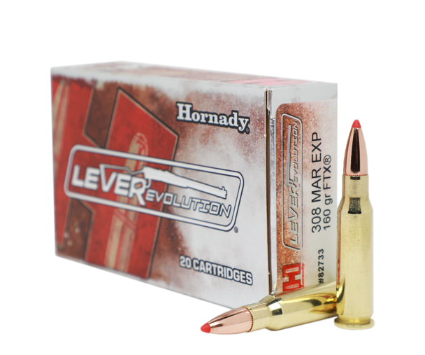 Hornady LEVERevolution Ammunition: 308 Marlin Express, 160 Grain, FTX, 2660 fps