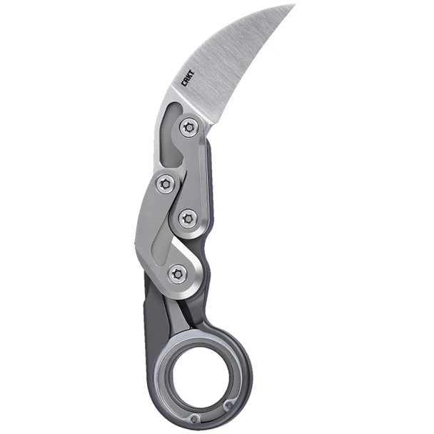 CRKT Provoke Aluminum Folding Tactical Knife Morphing Karambit: Gray / D2 Steel / Aluminum Handle, Model 4040G