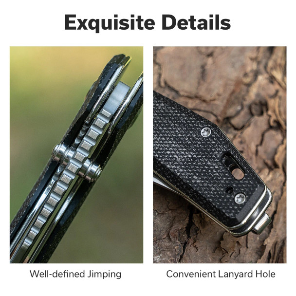 SENCUT Vornix Knife: 3.65" 9Cr18MoV Clip-Point Blade, Black Canvas Micarta Handle, Model S25038-2