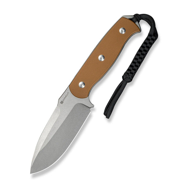 SENCUT Toxodon Knife: 4.57" 9Cr18MoV Drop-Point Blade, Brown G10 Handle, Model S24036-3