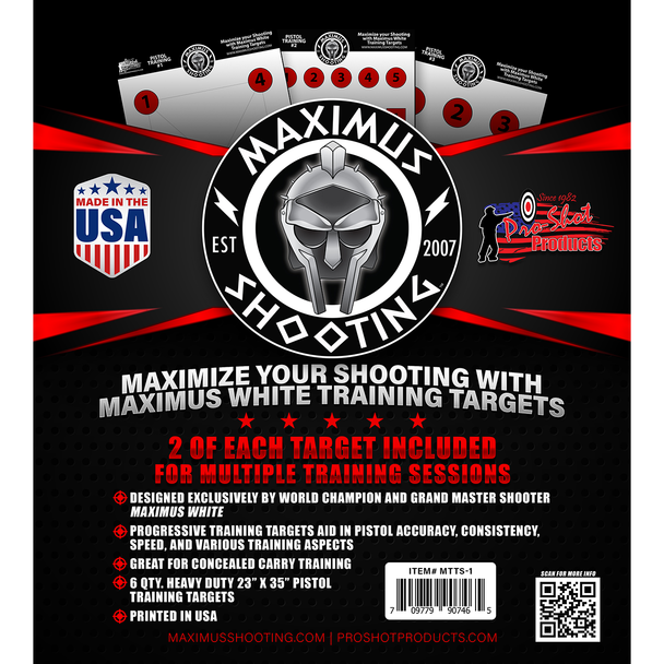 Pro-Shot Maximus White Pistol Trainning Target Set, 23"x35":  6-Pk