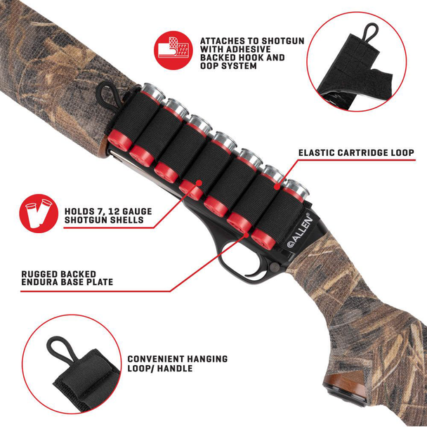 Allen Shotgun Ammo Card, Black: 12 Gauge, 7 Rounds