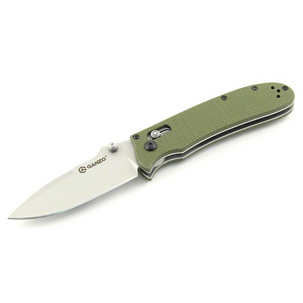 Ganzo Knife G704 Folding Knife, OD Green: Drop Point, Plain Edge Blade, Model G704-GR