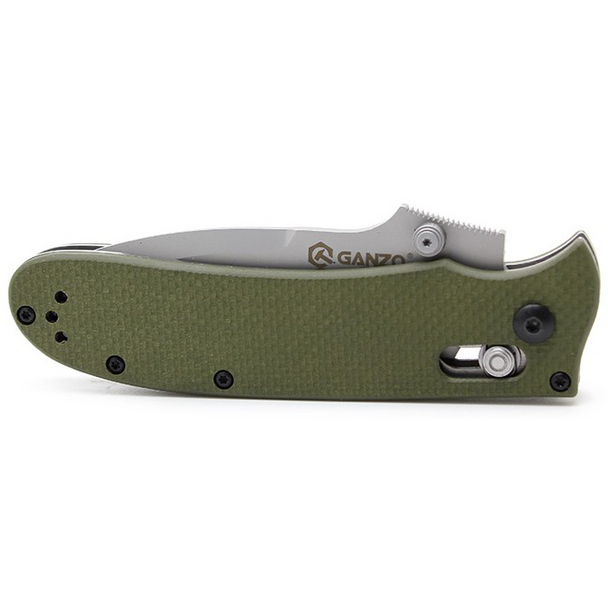 Ganzo Knife G704 Folding Knife, OD Green: Drop Point, Plain Edge Blade, Model G704-GR